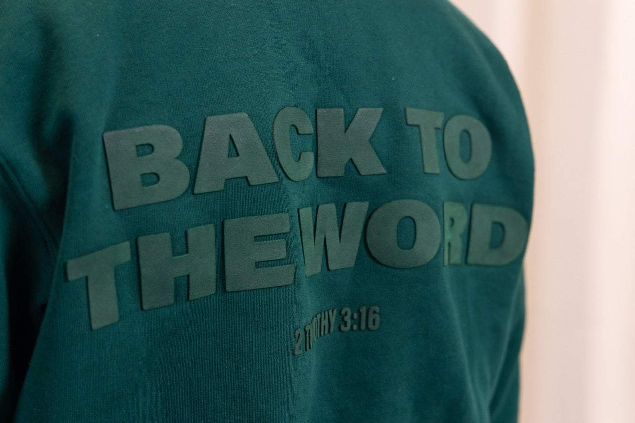 Detail Druck Back To The Word christlicher Sweater